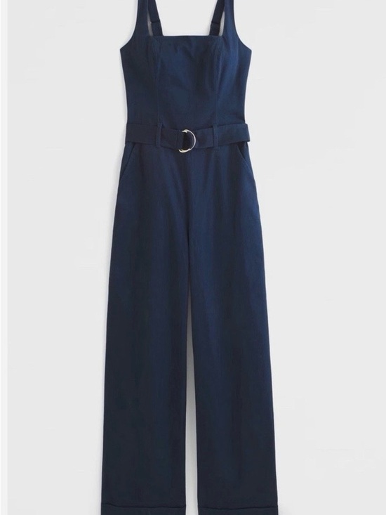 Abercrombie & Fitch Pants - Navy Wide-Leg Belted Jumpsuit